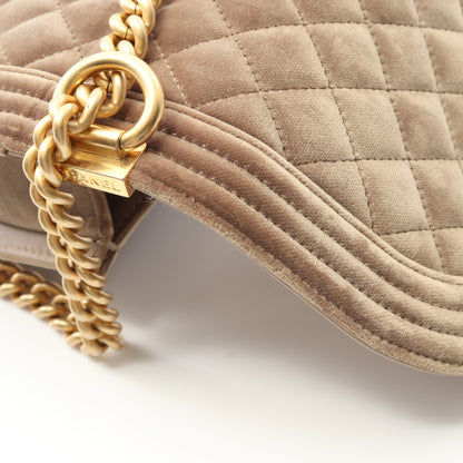 ボーイシャネル スモール チェーンショルダーバッグ ベロア ベージュ ゴールド金具 シャネル バッグ CHANEL