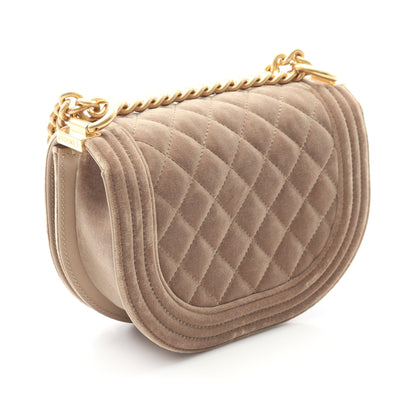 ボーイシャネル スモール チェーンショルダーバッグ ベロア ベージュ ゴールド金具 シャネル バッグ CHANEL