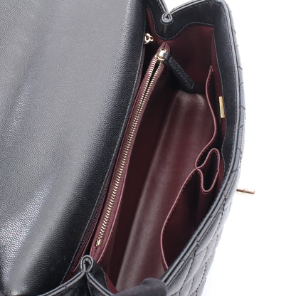 ココハンドル29 トップハンドル フラップ バッグ マトラッセ ハンドバッグ キャビアスキン ブラック ゴールド金具 2WAY シャネル バッグ CHANEL