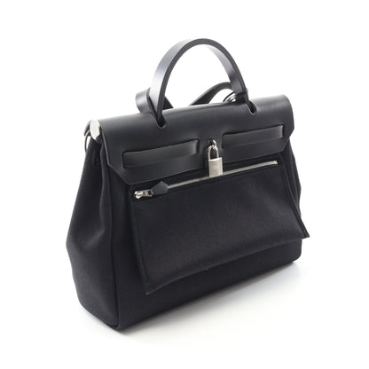 エールバッグジップPM ハンドバッグ トワルミリタリー ヴァッシュハンター ブラック シルバー金具 2WAY U刻印 エルメス バッグ HERMES