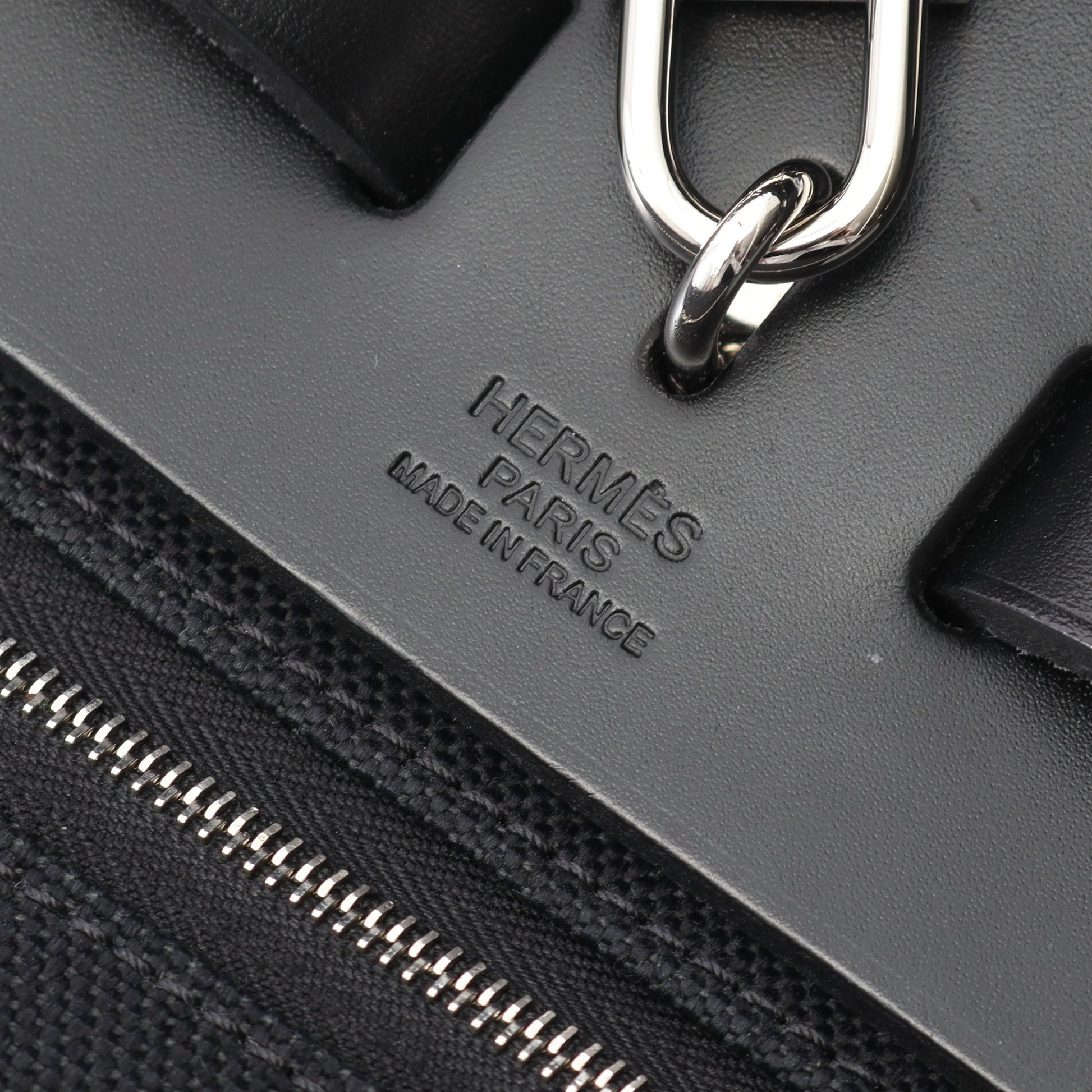 エールバッグジップPM ハンドバッグ トワルミリタリー ヴァッシュハンター ブラック シルバー金具 2WAY U刻印 エルメス バッグ HERMES
