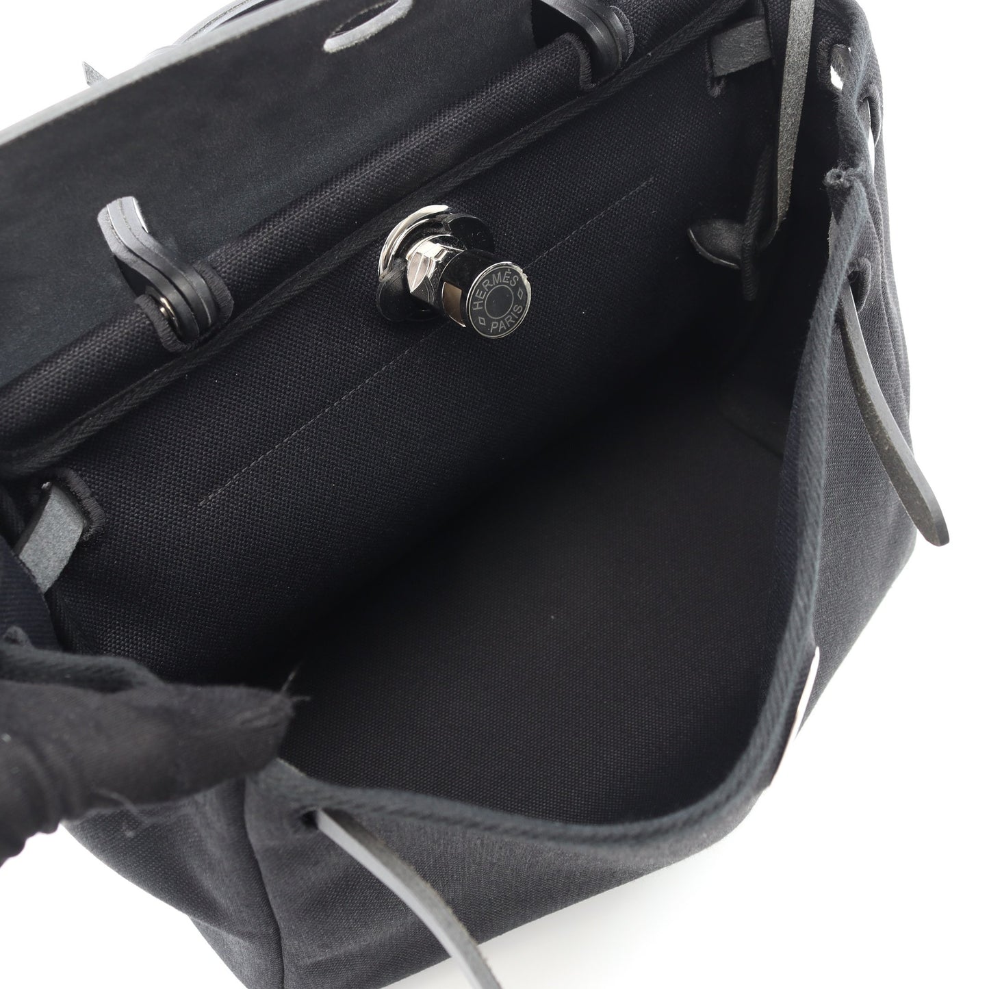 エールバッグジップPM ハンドバッグ トワルミリタリー ヴァッシュハンター ブラック シルバー金具 2WAY U刻印 エルメス バッグ HERMES