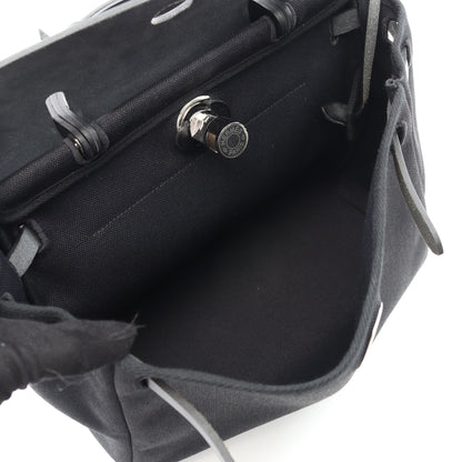 エールバッグジップPM ハンドバッグ トワルミリタリー ヴァッシュハンター ブラック シルバー金具 2WAY U刻印 エルメス バッグ HERMES