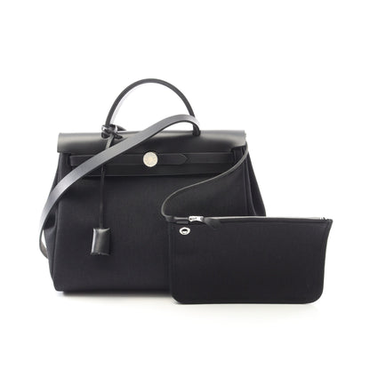 エールバッグジップPM ハンドバッグ トワルミリタリー ヴァッシュハンター ブラック シルバー金具 2WAY U刻印 エルメス バッグ HERMES