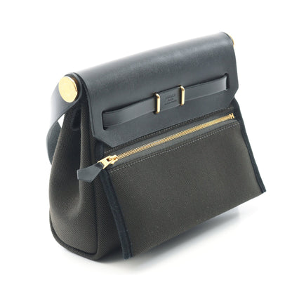 エールバッグジップ ミニ ニューヴェールフォンセ ショルダーバッグ トワルミリタリー ヴァッシュハンター カーキグリーン ブラック ゴールド金具 W刻印 エルメス バッグ HERMES
