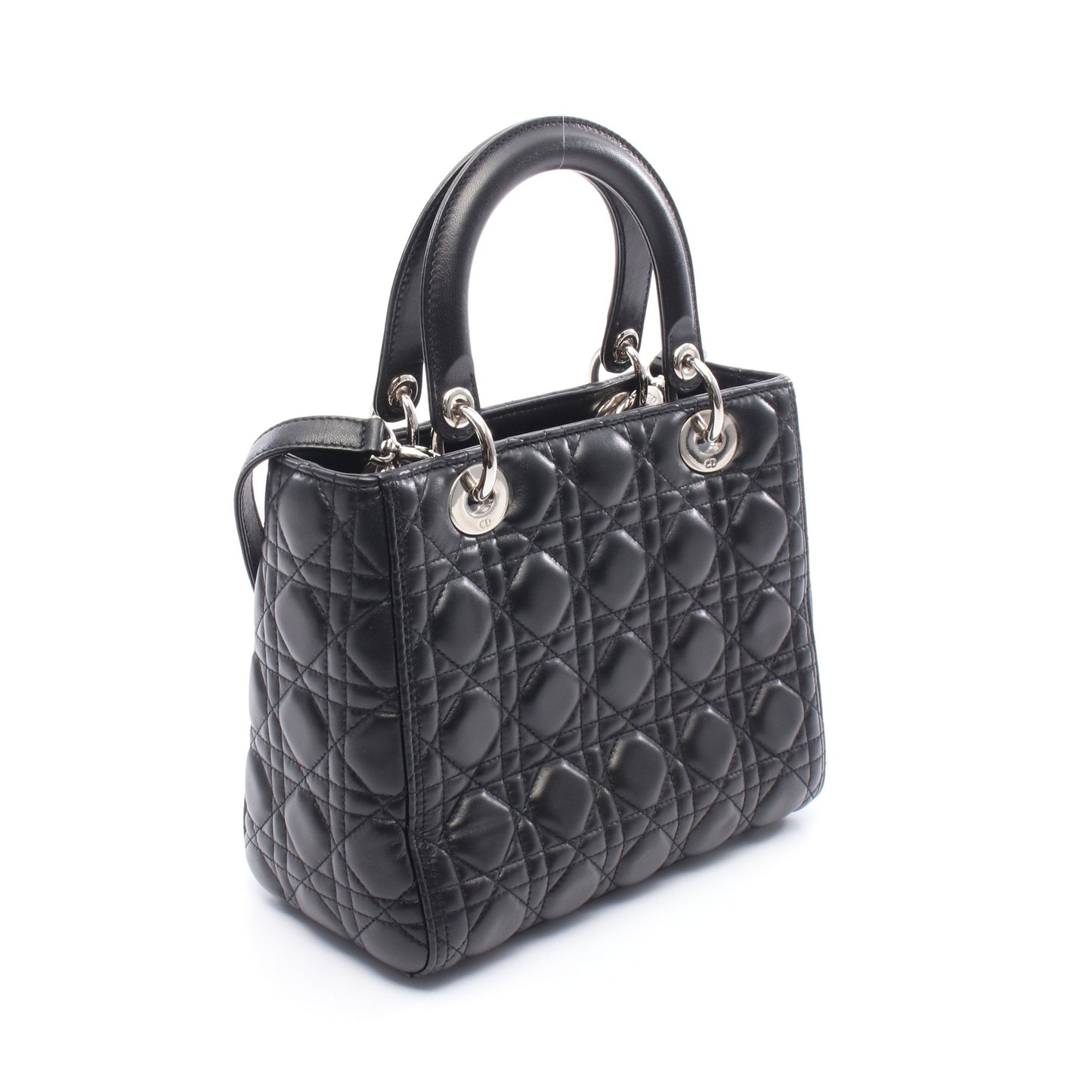 LADY DIOR レディディオール ハンドバッグ レザー ブラック 2WAY クリスチャンディオール バッグ Christian Dior