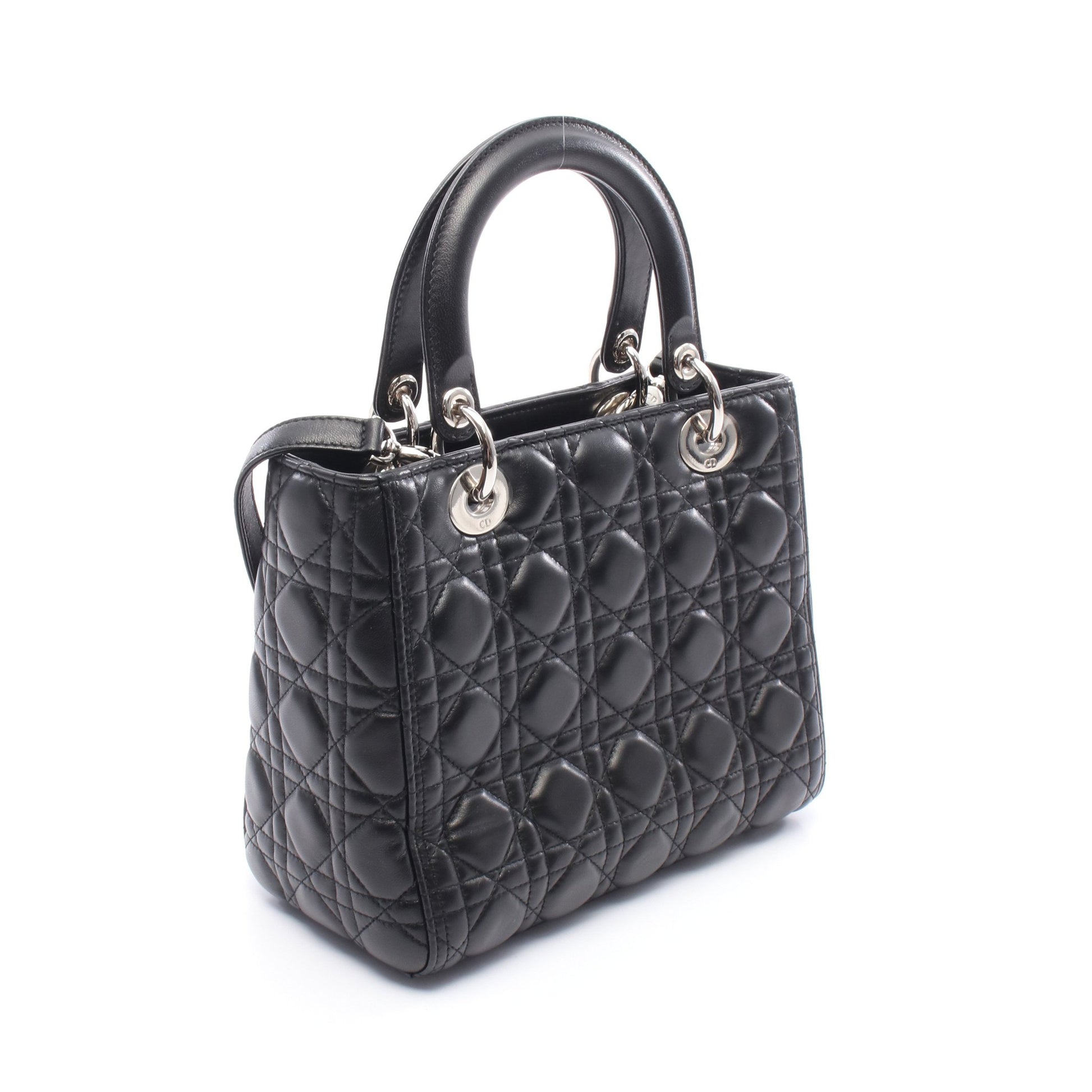 LADY DIOR レディディオール ハンドバッグ レザー ブラック 2WAY クリスチャンディオール バッグ Christian Dior