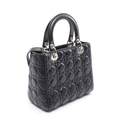 LADY DIOR レディディオール ハンドバッグ レザー ブラック 2WAY クリスチャンディオール バッグ Christian Dior