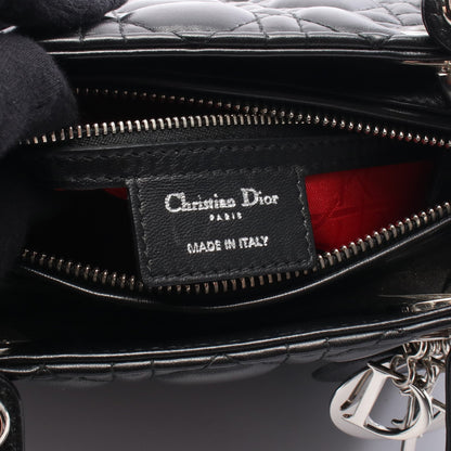 LADY DIOR レディディオール ハンドバッグ レザー ブラック 2WAY クリスチャンディオール バッグ Christian Dior