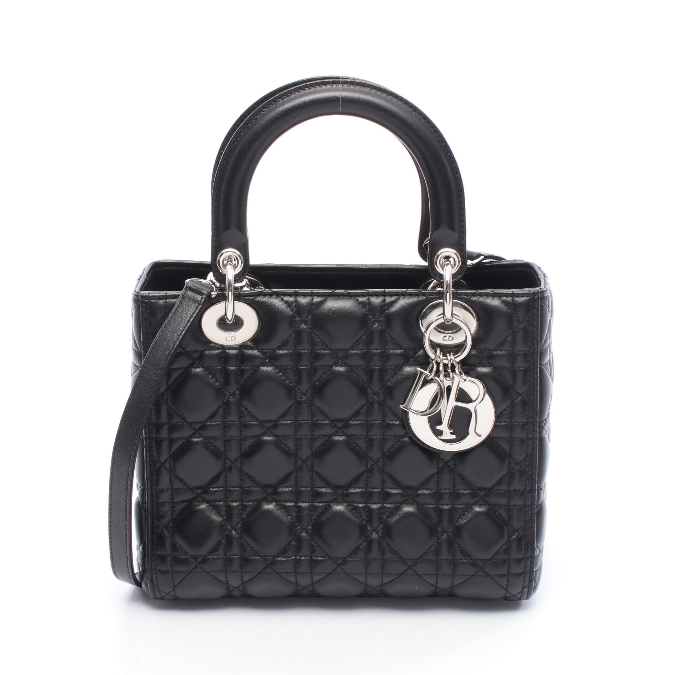 クリスチャン ディオール DIOR レディディオール ハンドバッグ レザー 黒