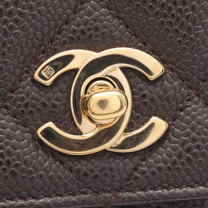 マトラッセ ハンドバッグ キャビアスキン ブラウン ゴールド金具 シャネル バッグ CHANEL