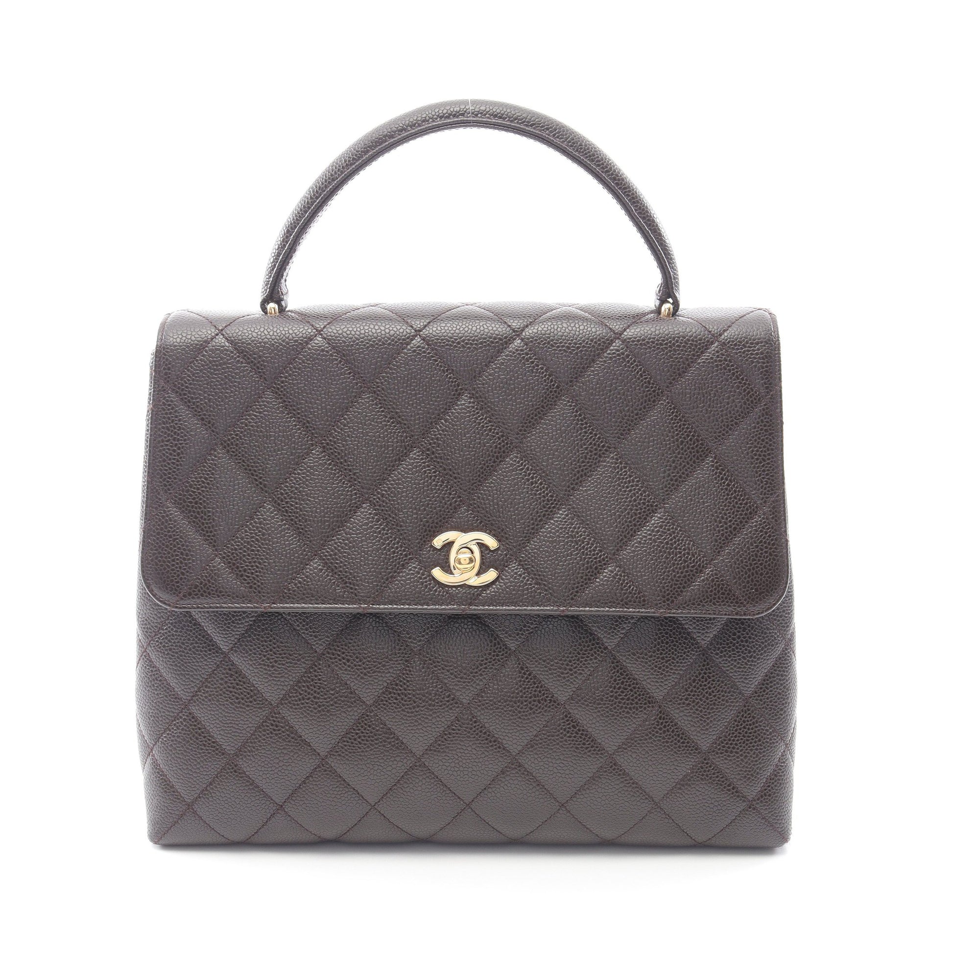マトラッセ ハンドバッグ キャビアスキン ブラウン ゴールド金具 シャネル バッグ CHANEL
