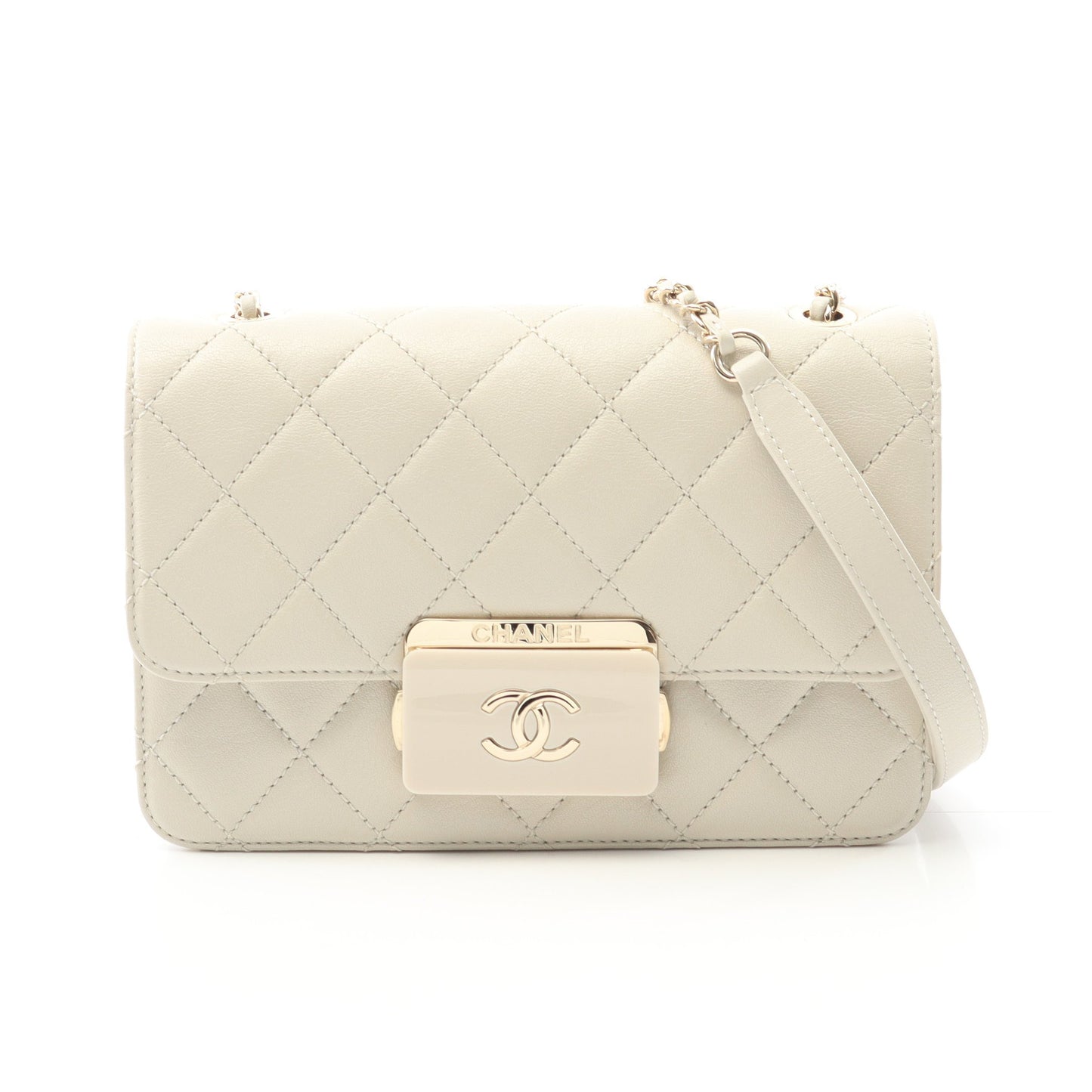 ココマーク チェーンショルダーバッグ ラムスキン オフホワイト ゴールド金具 シャネル バッグ CHANEL