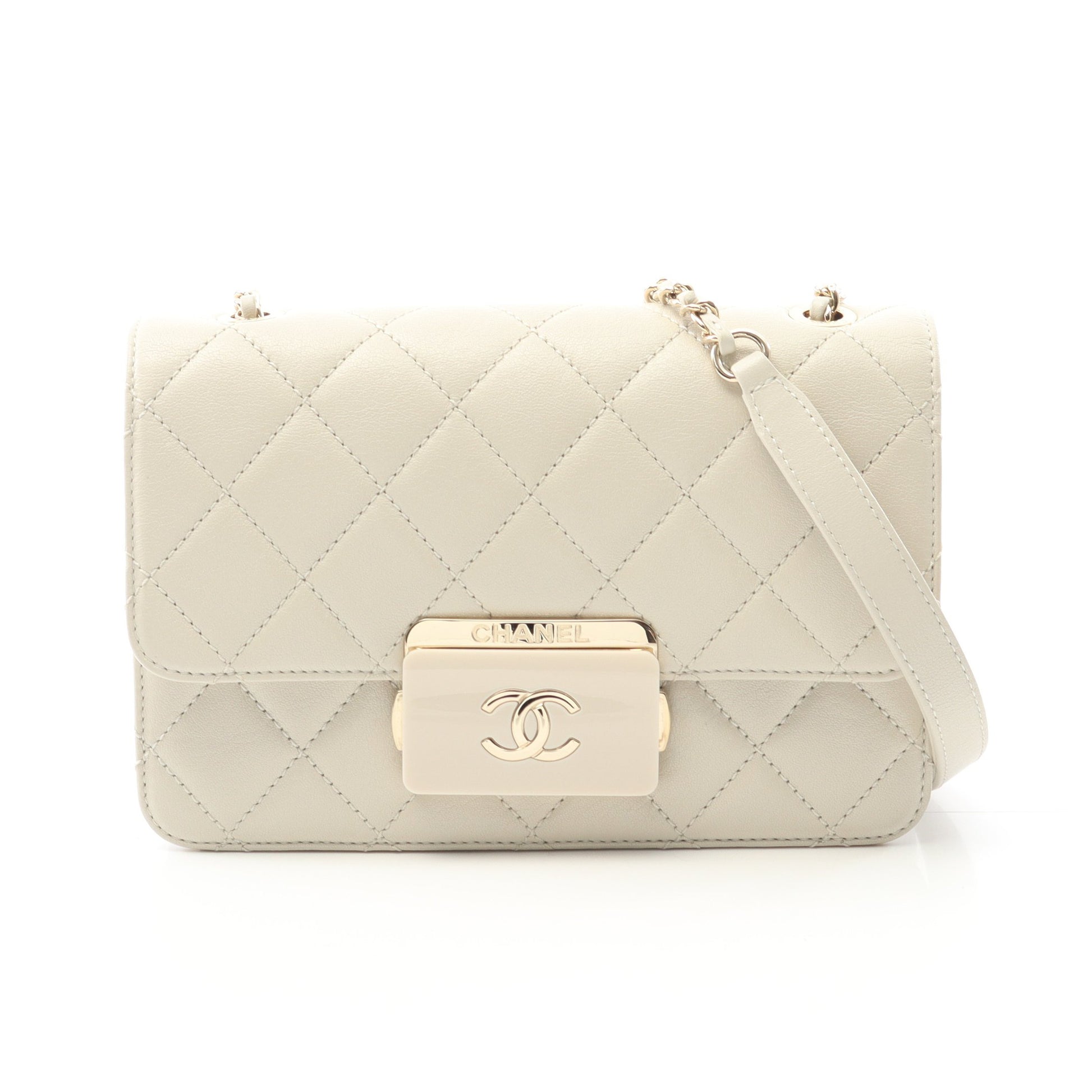ココマーク チェーンショルダーバッグ ラムスキン オフホワイト ゴールド金具 シャネル バッグ CHANEL