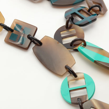 ネックレス バッファローホーン ブラウン グリーン エルメス アクセサリー HERMES