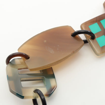ネックレス バッファローホーン ブラウン グリーン エルメス アクセサリー HERMES
