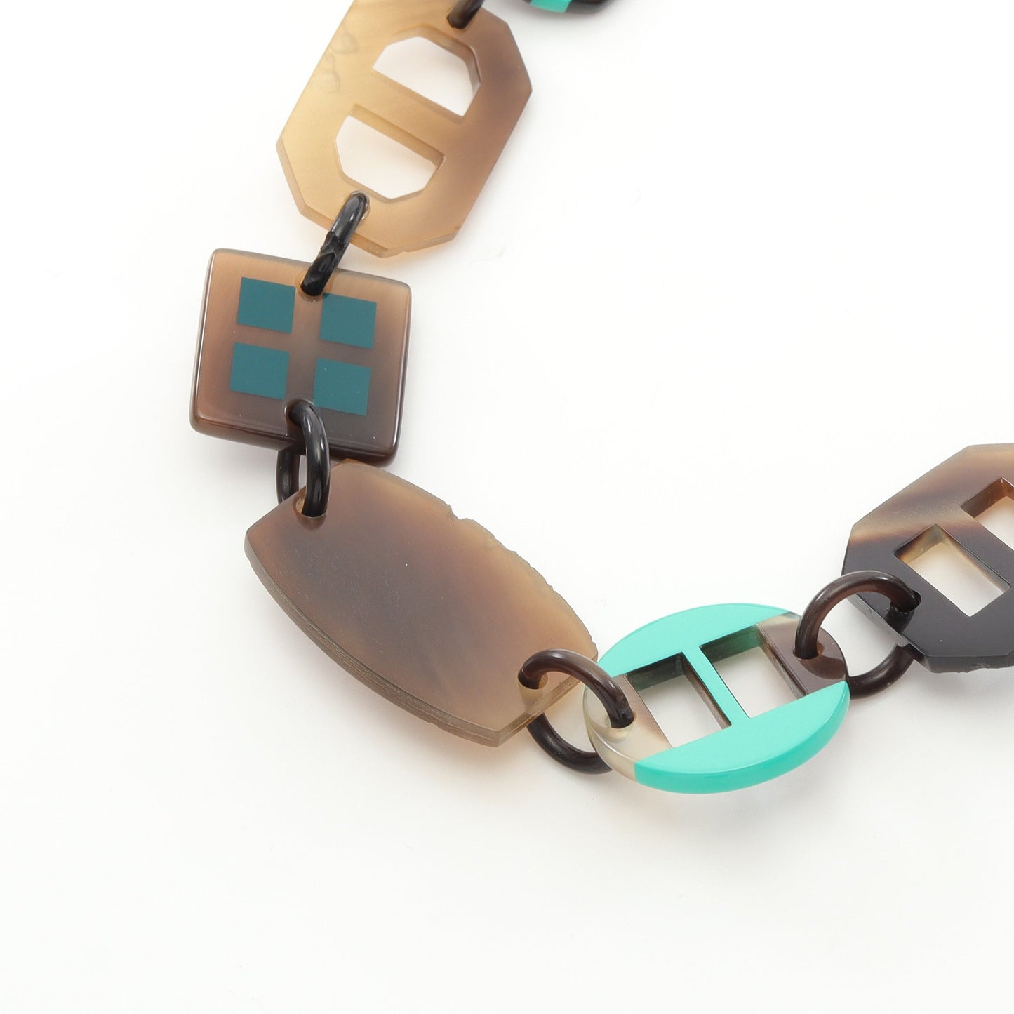 ネックレス バッファローホーン ブラウン グリーン エルメス アクセサリー HERMES