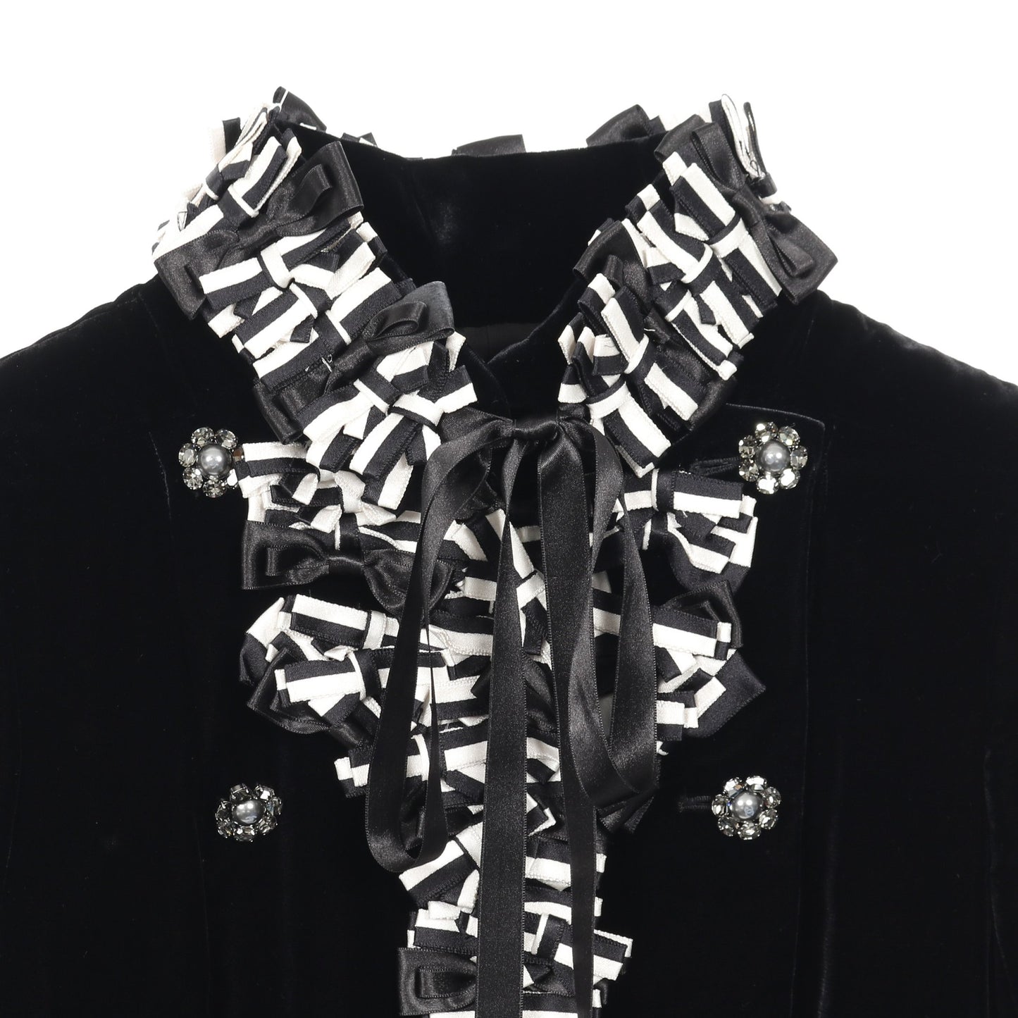 ココマークパールビジューボタン ベロア ジャケット レーヨン シルク ブラック シャネル アウター CHANEL