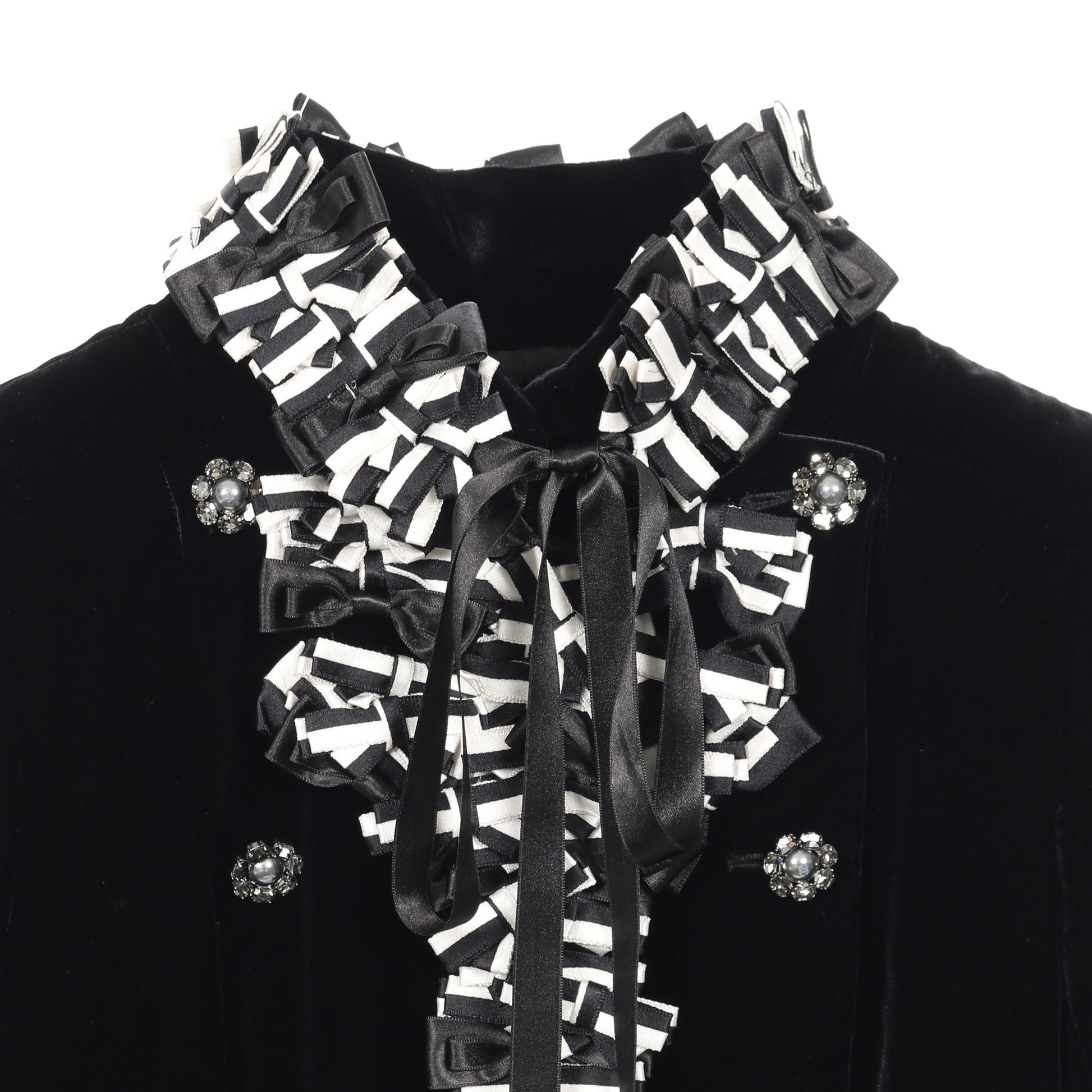 ココマークパールビジューボタン ベロア ジャケット レーヨン シルク ブラック シャネル アウター CHANEL