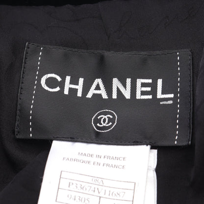 ココマークパールビジューボタン ベロア ジャケット レーヨン シルク ブラック シャネル アウター CHANEL