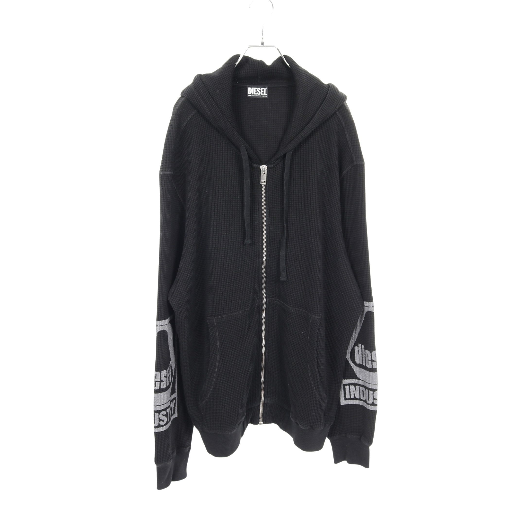 S-GINAFFLE-HOOD-ZIP ジップアップパーカー コットン ブラック