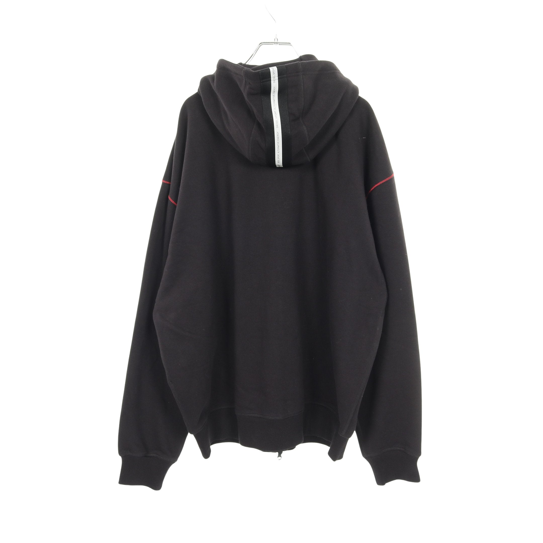 DIESEL / AMST-DAVOS-HT23/ジップパーカー/S/コットン/BLK/0WHAW AMST-DAVOS-HT23 ジップアップパーカー コットン ブラック レッド