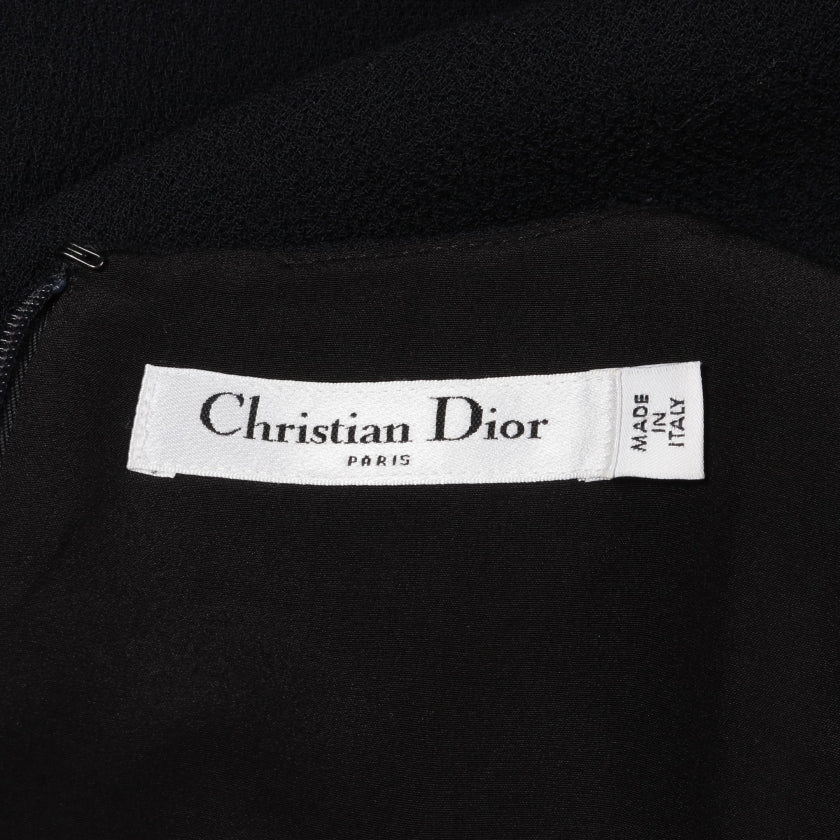 Christian Dior クリスチャン ディオール ウール ワンピース ワンピース 七分袖 ウール ネイビー クリスチャンディオール – RECLO