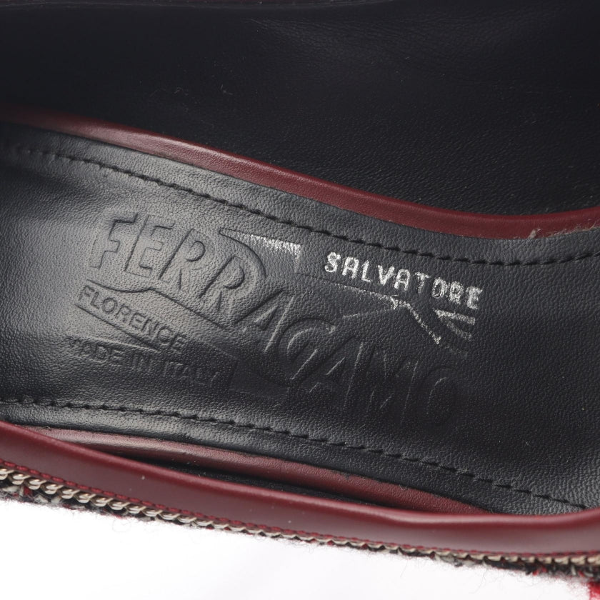 パンプス ツイード ブラック ボルドー サルヴァトーレフェラガモ シューズ Salvatore Ferragamo