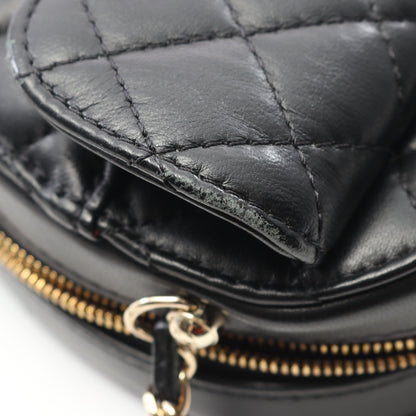 マトラッセ ハート チェーンショルダーバッグ ラムスキン ブラック ゴールド金具 シャネル バッグ CHANEL