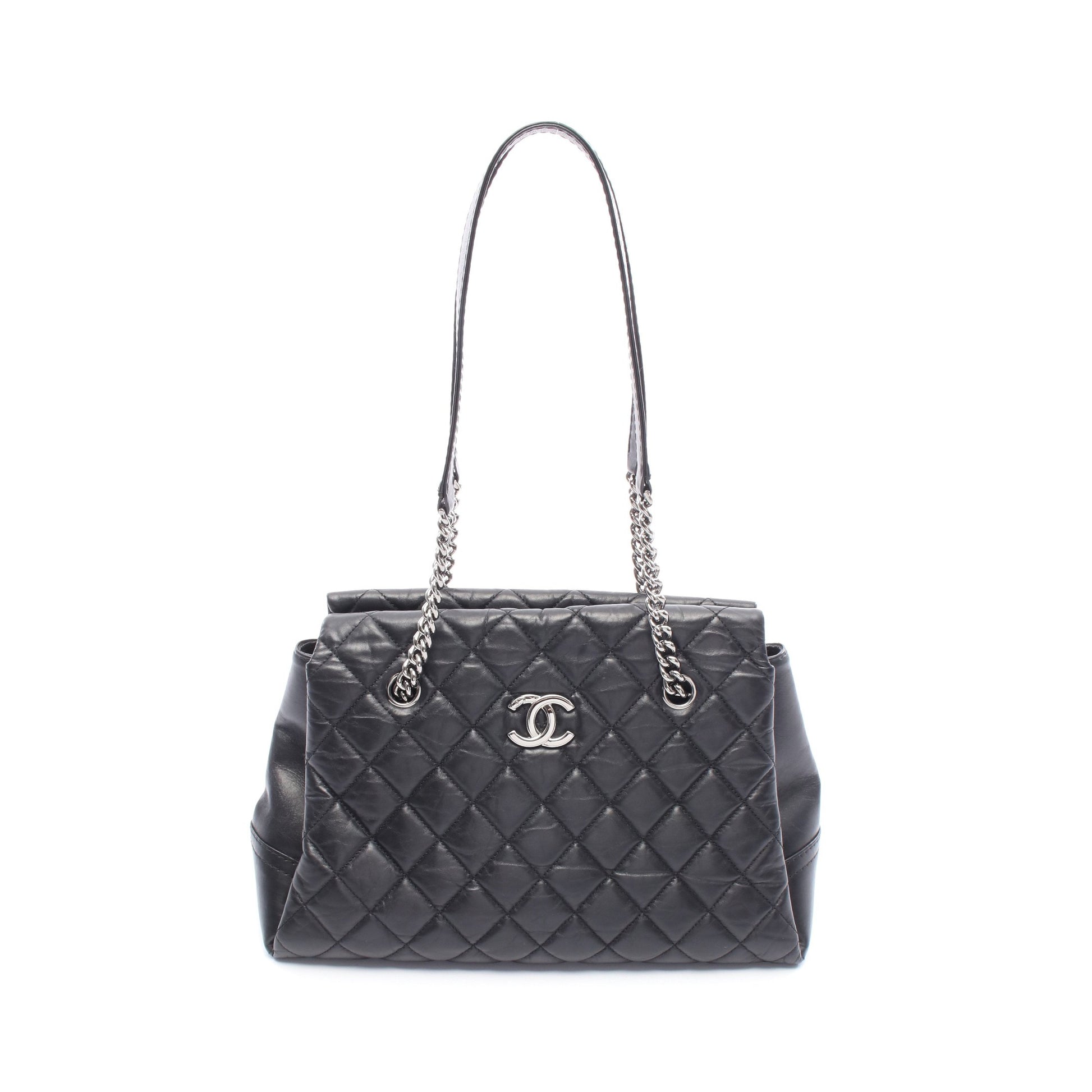 マトラッセ チェーンショルダーバッグ レザー ブラック シルバー金具 シャネル バッグ CHANEL