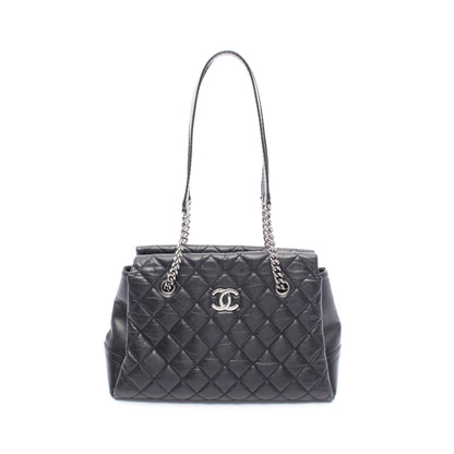 マトラッセ チェーンショルダーバッグ レザー ブラック シルバー金具 シャネル バッグ CHANEL