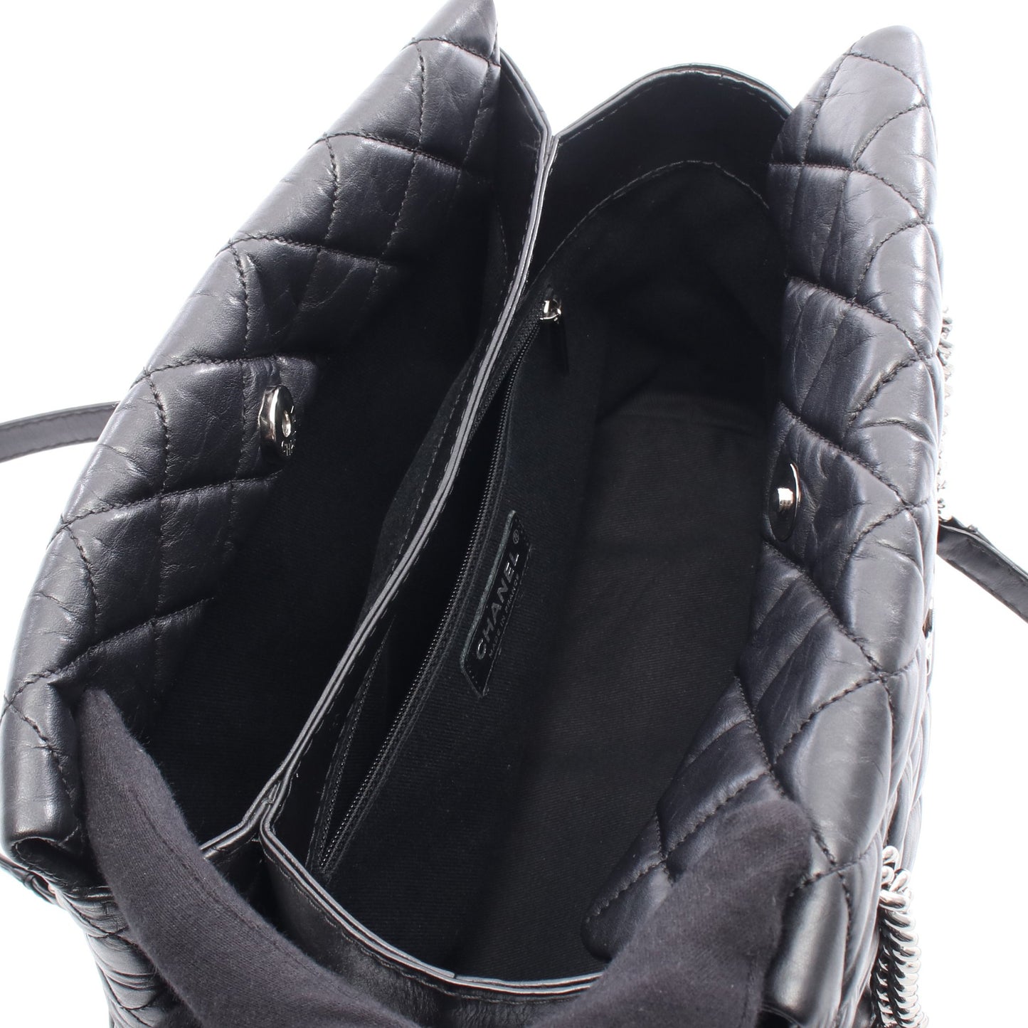 マトラッセ チェーンショルダーバッグ レザー ブラック シルバー金具 シャネル バッグ CHANEL