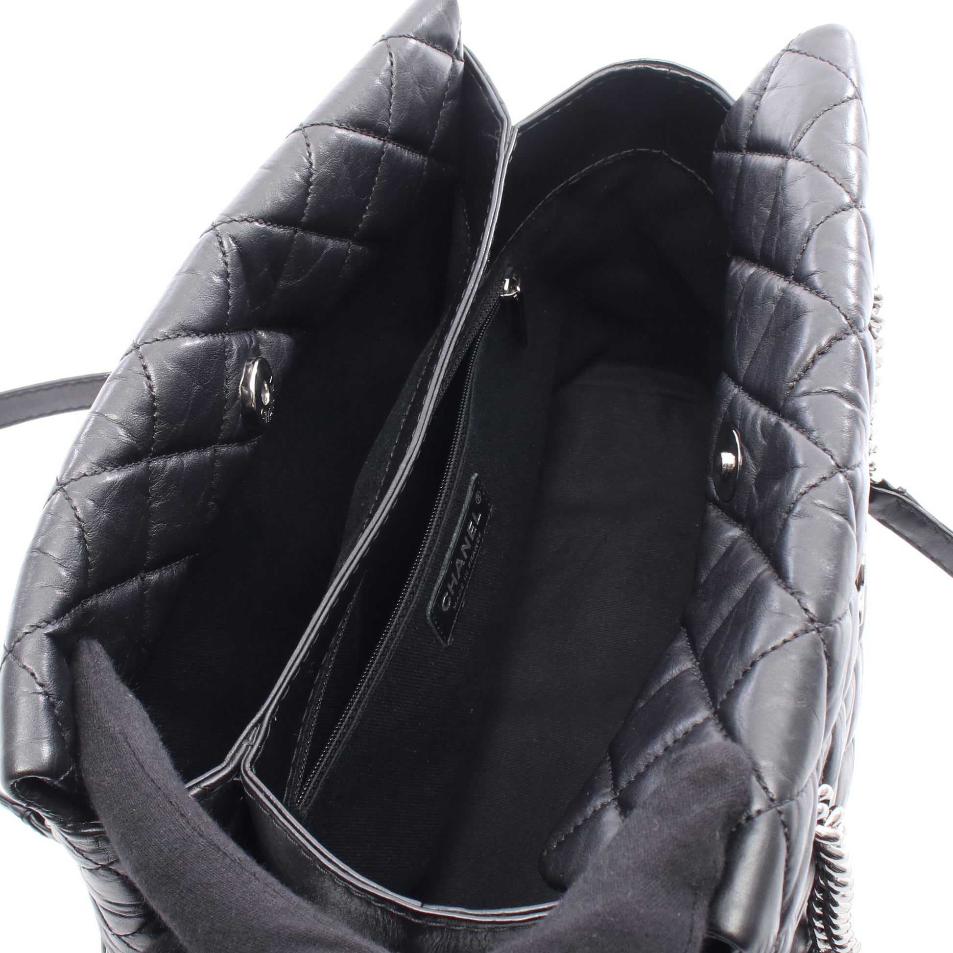 マトラッセ チェーンショルダーバッグ レザー ブラック シルバー金具 シャネル バッグ CHANEL