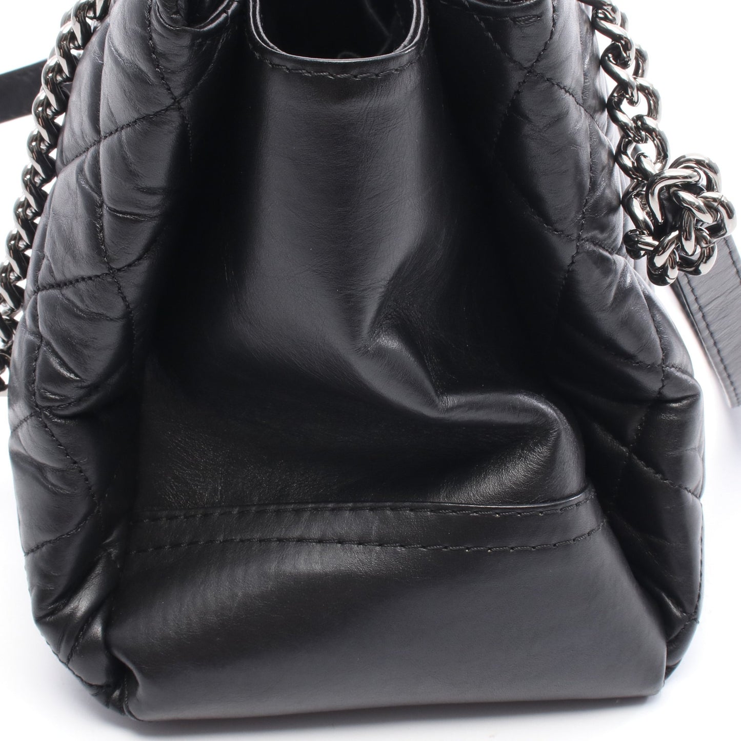 マトラッセ チェーンショルダーバッグ レザー ブラック シルバー金具 シャネル バッグ CHANEL