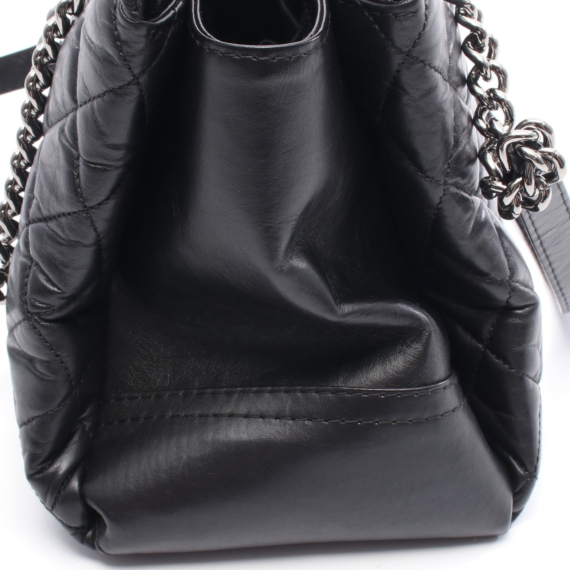 マトラッセ チェーンショルダーバッグ レザー ブラック シルバー金具 シャネル バッグ CHANEL