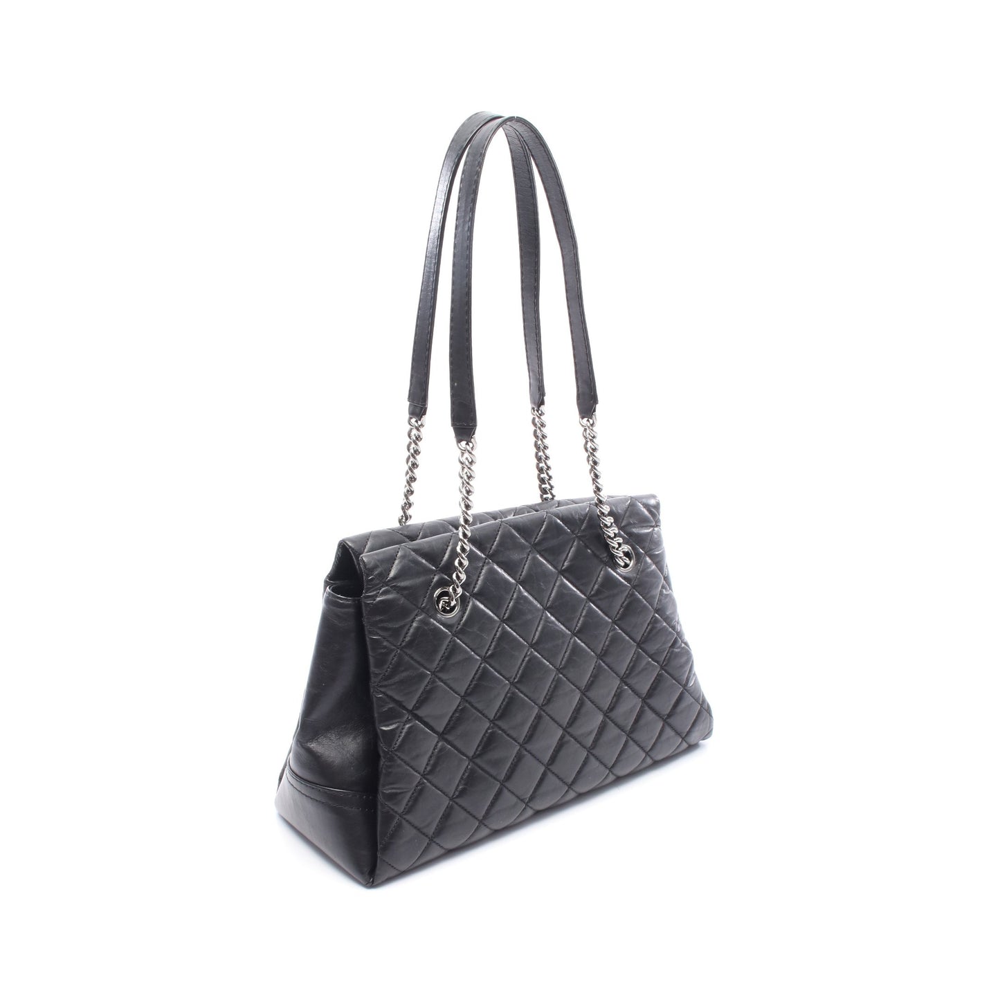 マトラッセ チェーンショルダーバッグ レザー ブラック シルバー金具 シャネル バッグ CHANEL