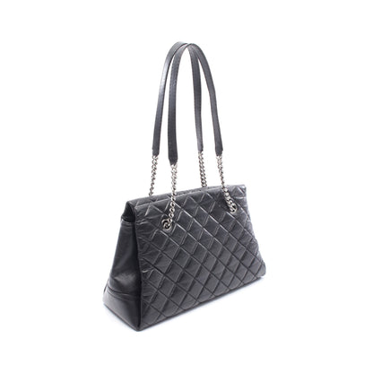 マトラッセ チェーンショルダーバッグ レザー ブラック シルバー金具 シャネル バッグ CHANEL