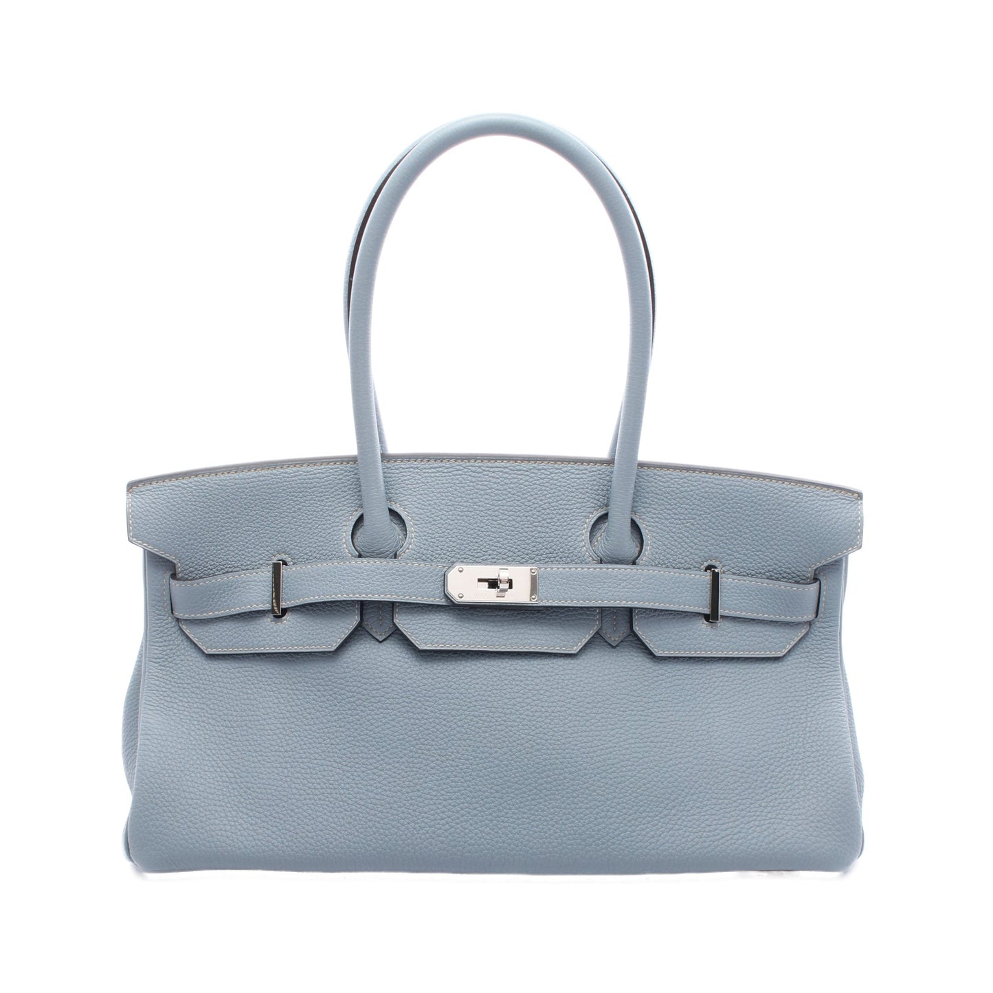 ショルダーバーキン ブルーラン ショルダーバッグ トゴ ライトブルー シルバー金具 □Q刻印 エルメス バッグ HERMES