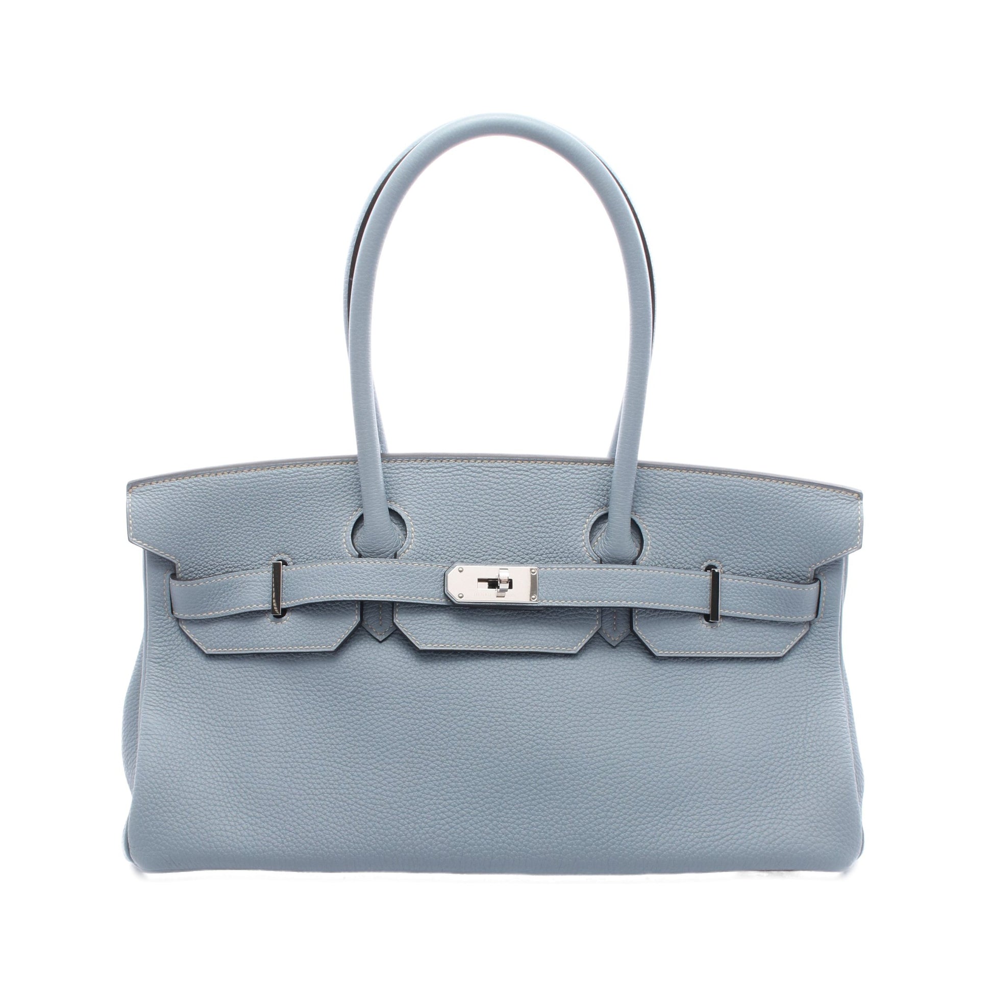 ショルダーバーキン ブルーラン ショルダーバッグ トゴ ライトブルー シルバー金具 □Q刻印 エルメス バッグ HERMES
