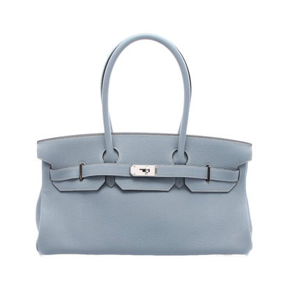 ショルダーバーキン ブルーラン ショルダーバッグ トゴ ライトブルー シルバー金具 □Q刻印 エルメス バッグ HERMES