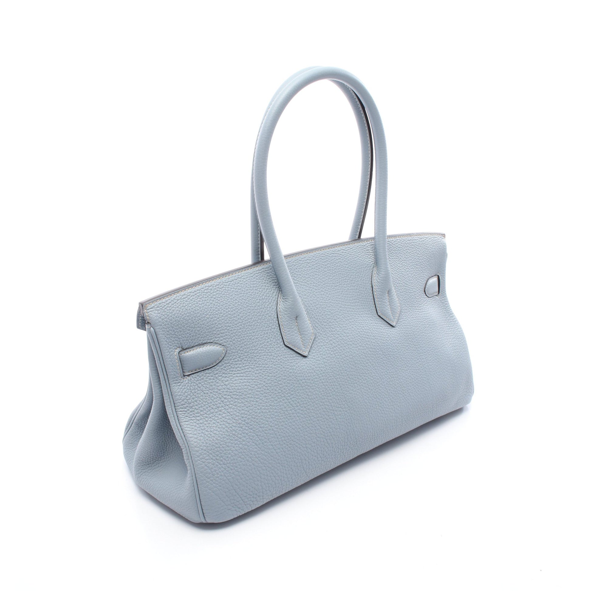 ショルダーバーキン ブルーラン ショルダーバッグ トゴ ライトブルー シルバー金具 □Q刻印 エルメス バッグ HERMES