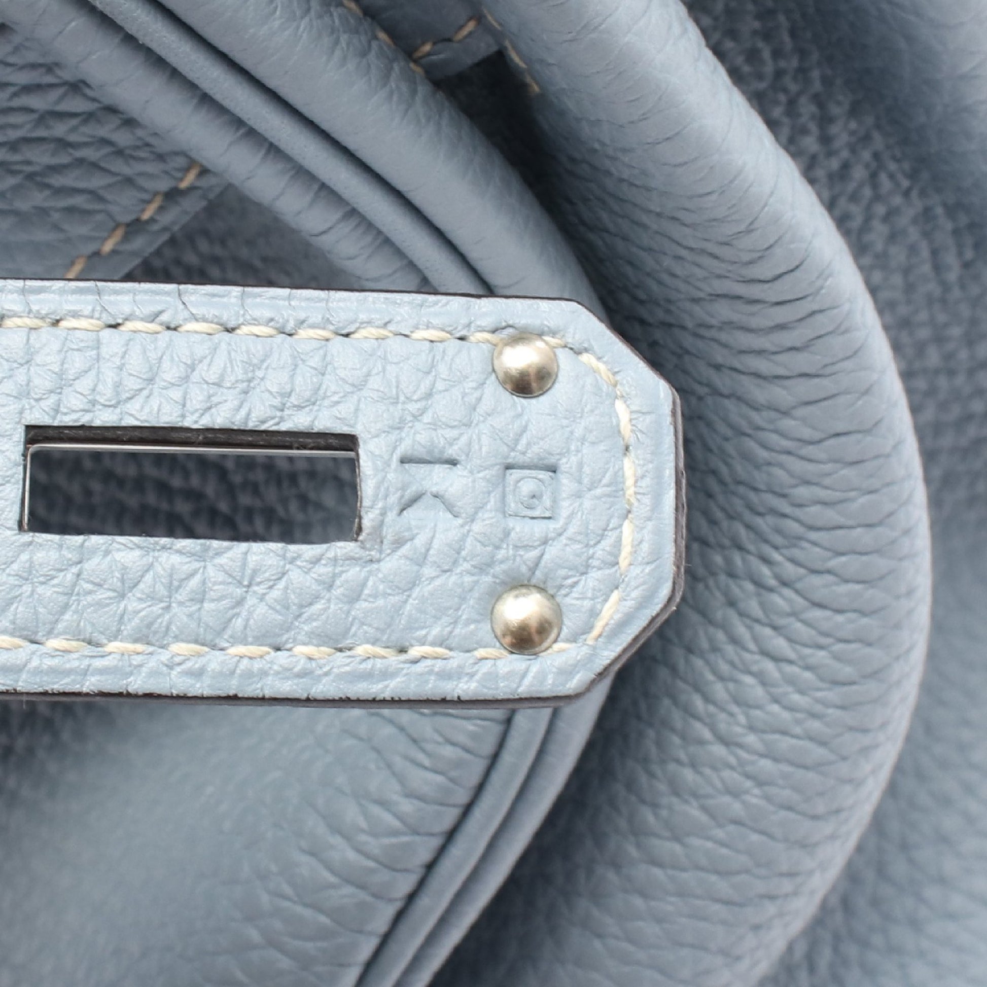 ショルダーバーキン ブルーラン ショルダーバッグ トゴ ライトブルー シルバー金具 □Q刻印 エルメス バッグ HERMES