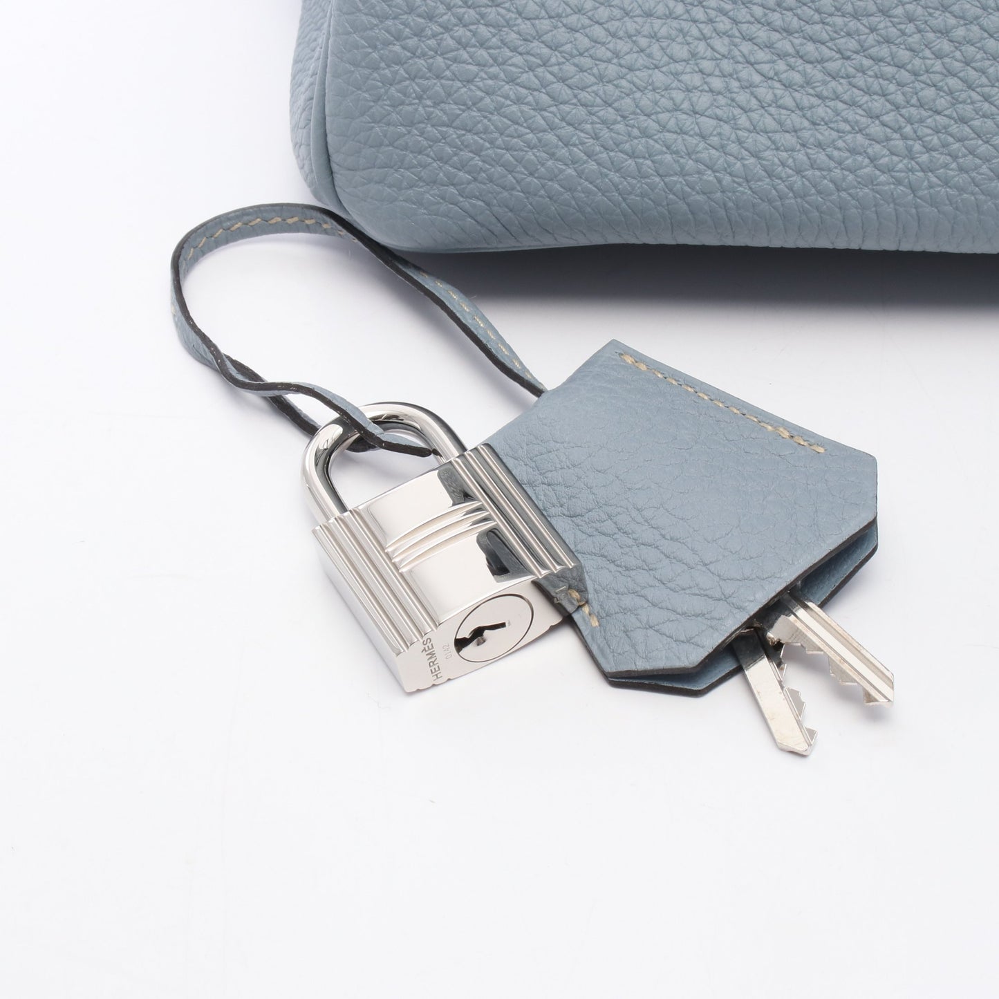 ショルダーバーキン ブルーラン ショルダーバッグ トゴ ライトブルー シルバー金具 □Q刻印 エルメス バッグ HERMES