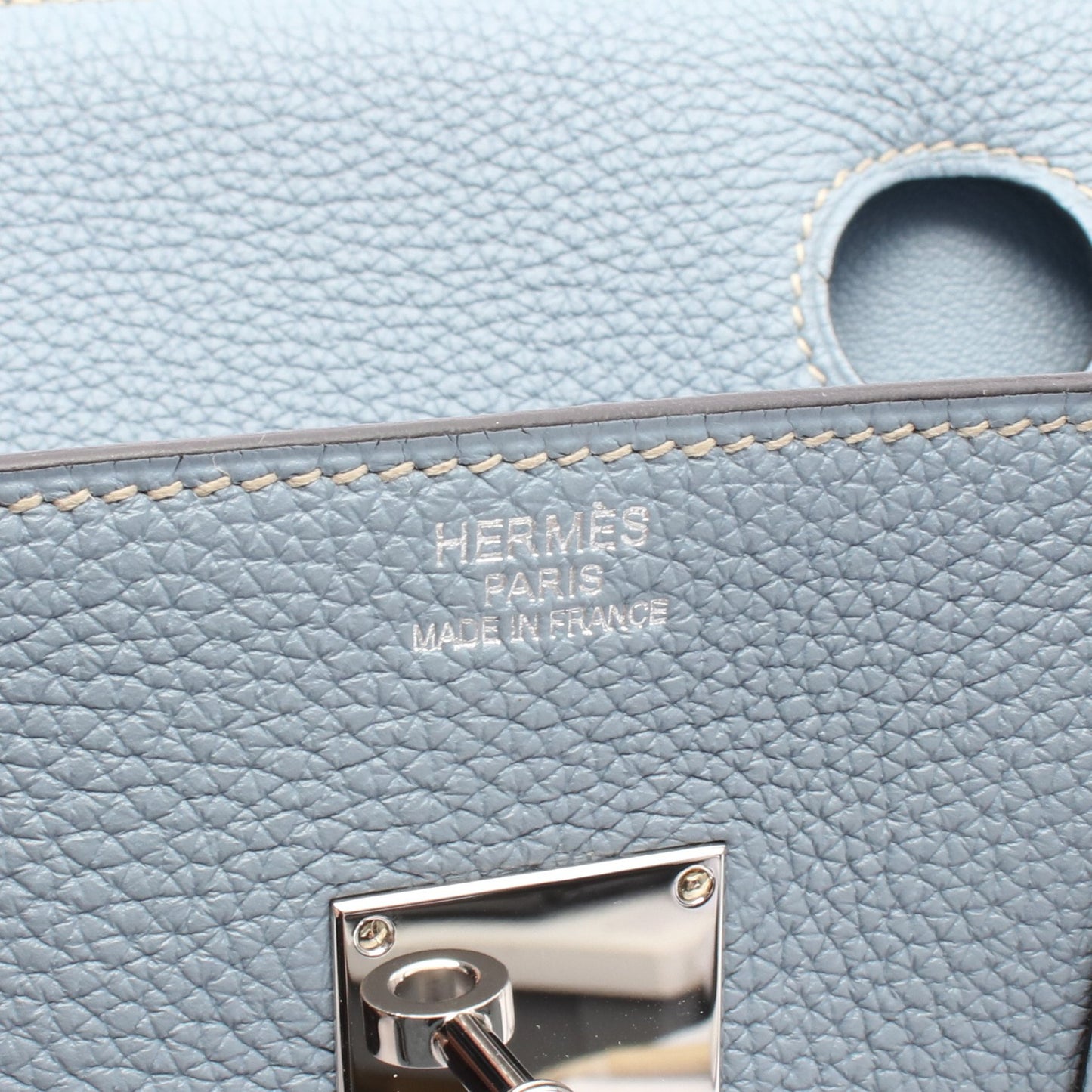 ショルダーバーキン ブルーラン ショルダーバッグ トゴ ライトブルー シルバー金具 □Q刻印 エルメス バッグ HERMES
