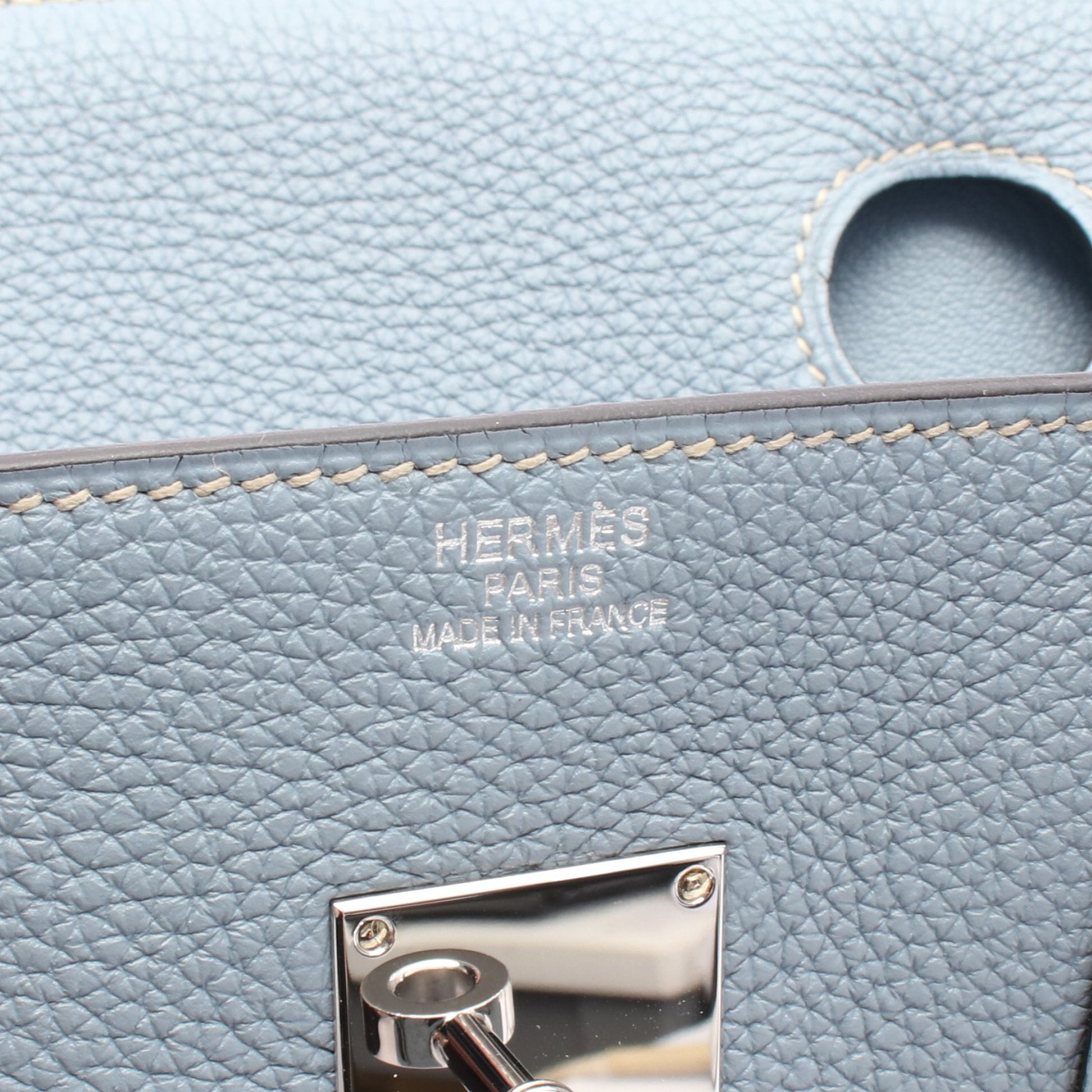ショルダーバーキン ブルーラン ショルダーバッグ トゴ ライトブルー シルバー金具 □Q刻印 エルメス バッグ HERMES