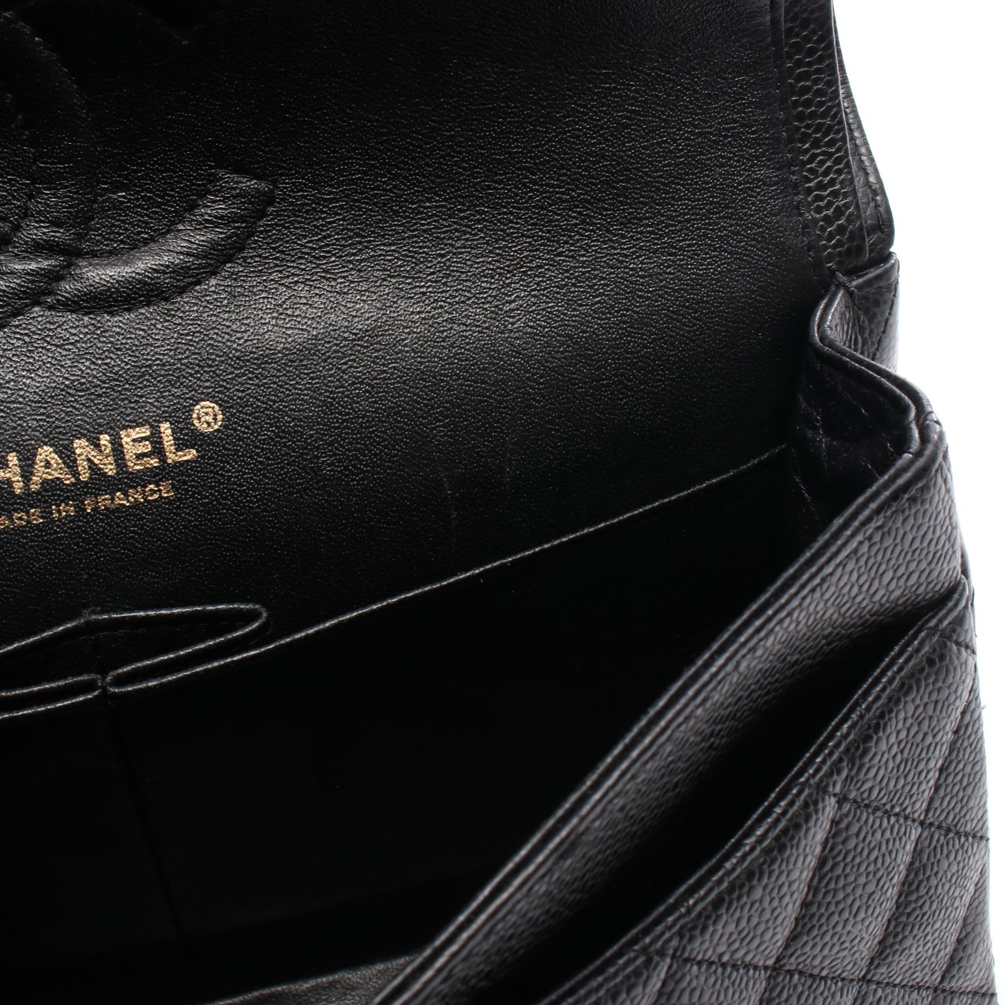 マトラッセ Wフラップ Wチェーンショルダーバッグ キャビアスキン ブラック ゴールド金具 シャネル バッグ CHANEL