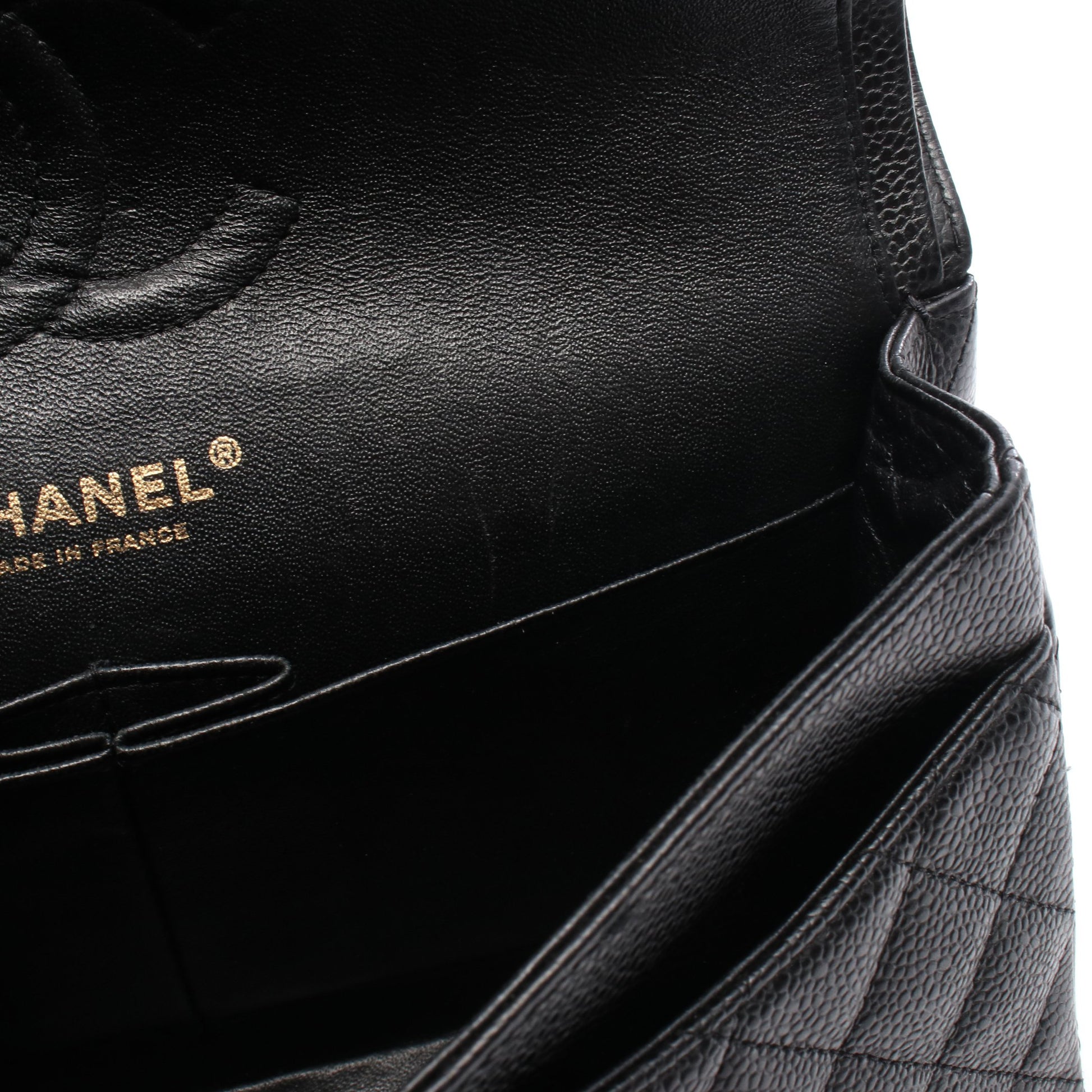 マトラッセ Wフラップ Wチェーンショルダーバッグ キャビアスキン ブラック ゴールド金具 シャネル バッグ CHANEL