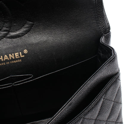 マトラッセ Wフラップ Wチェーンショルダーバッグ キャビアスキン ブラック ゴールド金具 シャネル バッグ CHANEL