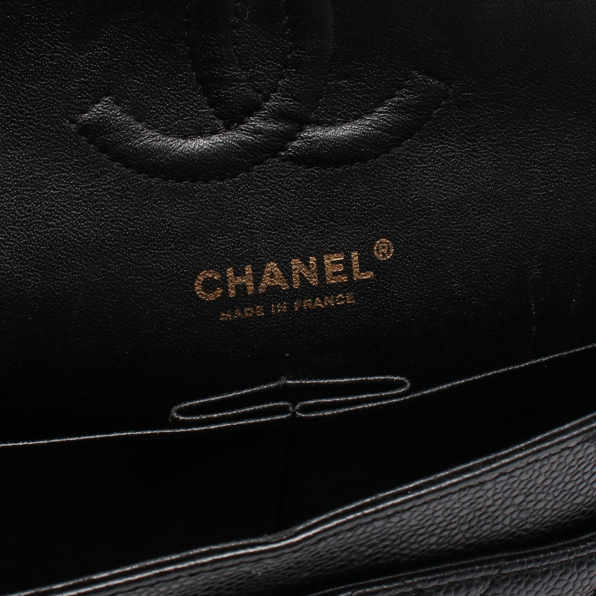マトラッセ Wフラップ Wチェーンショルダーバッグ キャビアスキン ブラック ゴールド金具 シャネル バッグ CHANEL
