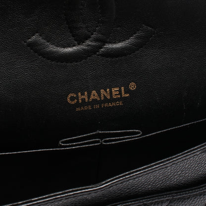 マトラッセ Wフラップ Wチェーンショルダーバッグ キャビアスキン ブラック ゴールド金具 シャネル バッグ CHANEL